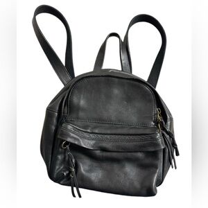 MADEWELL | Mini Black Genuine Leather Backpack Purse
